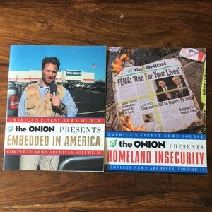 2 The Onion Presents Paperback Books: Embedded in America, Homeland Insecurity